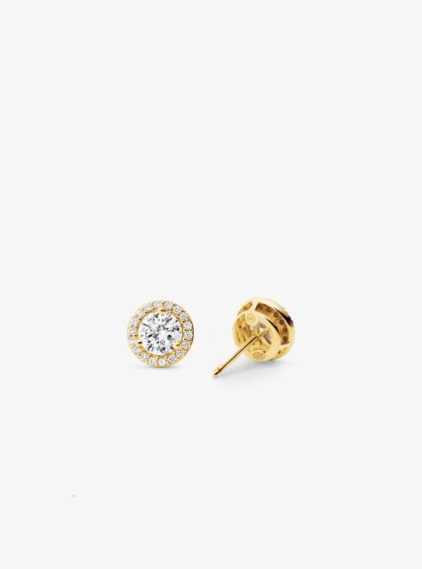 Damske Nausnice Michael Kors Precious Metal-Plated Sterling Silver Pavé Studs Zlate - Šperky Michael Kors Outlet | SIAUB-8413